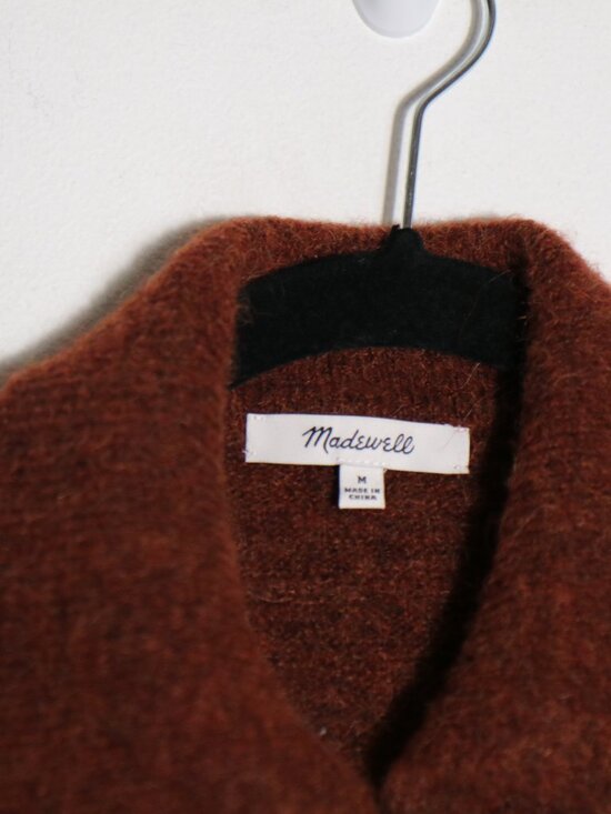 Madewell Carrabelle Polo Cardigan Sweater Womens Medium Brown Alpaca Wool Button - Picture 3 of 5